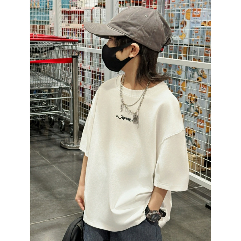 儿童装夏装男童短袖T恤洋气2025新款半袖上衣大童夏季薄款衣服潮T
