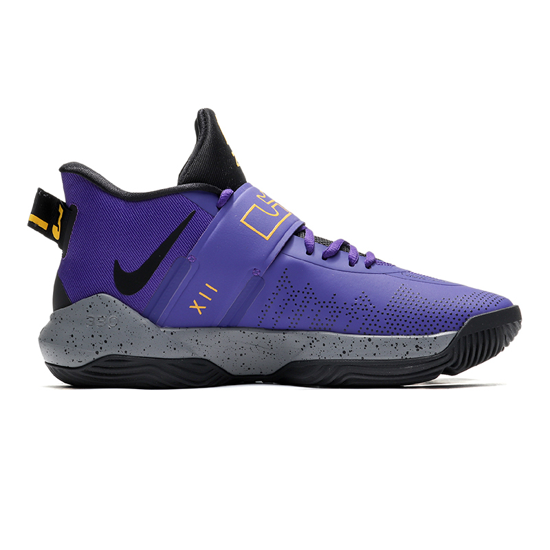 NIKE男鞋篮球鞋2020新款詹姆斯使节12代缓震湖人色运动鞋BQ5436