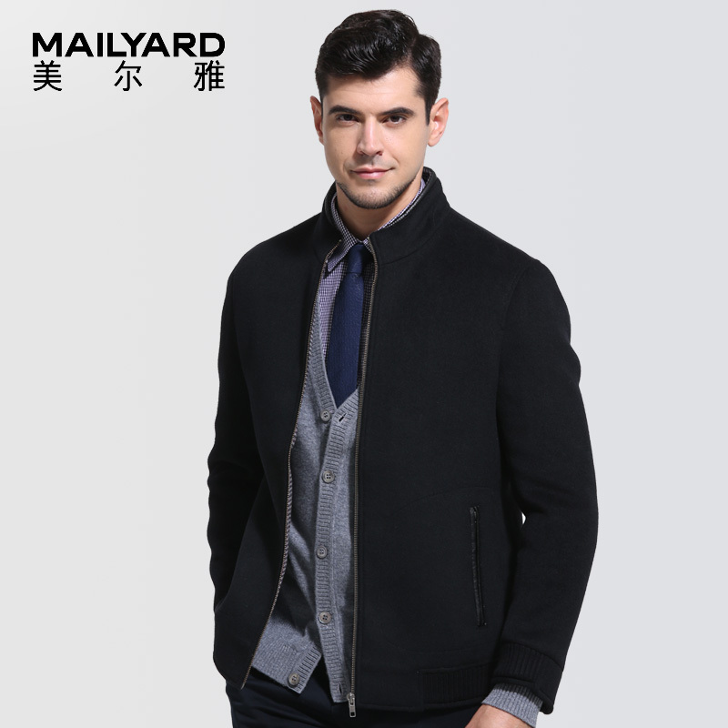 美尔雅(MAILYARD)男式茄克 商务休闲男士羊毛夹克衫 秋冬外套 068