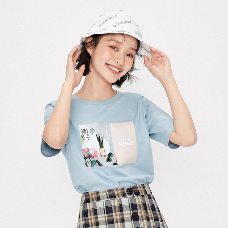 【满198减100预估价：39】森马t恤女短袖2021夏季款网红T恤ins超火秋季上衣圆领印花打底衫