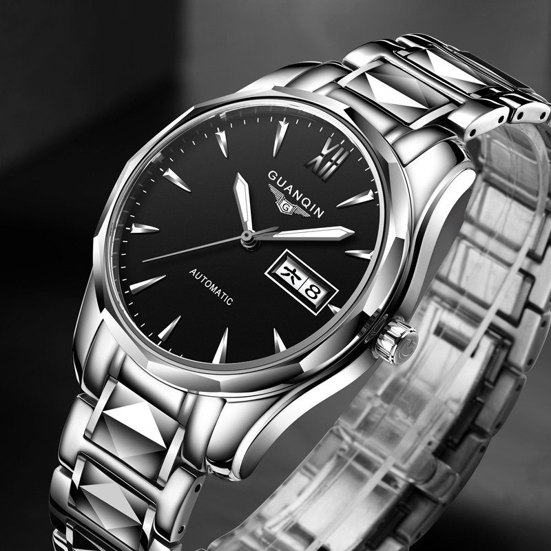 冠琴guanqin手表男士防水夜光全自动机械表镂空时尚简约商务时尚腕表