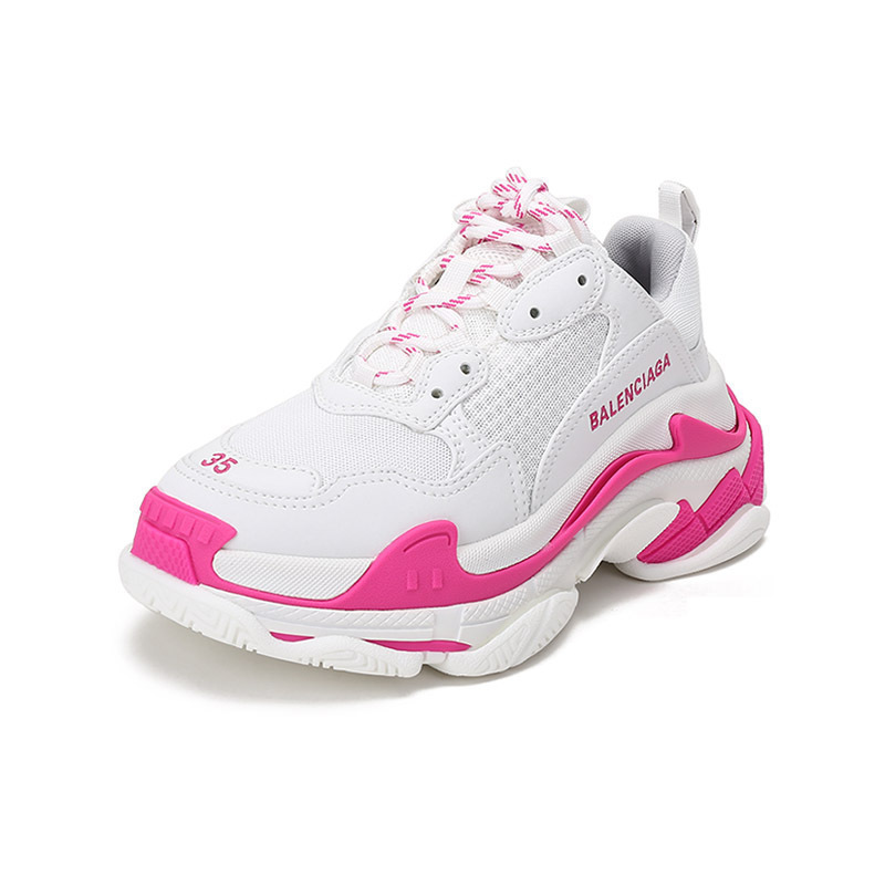 巴黎世家 BALENCIAGA 女士TRIPLE S系列织物/聚氨酯系带休闲运动鞋老爹鞋厚底鞋 524039 W2CA3