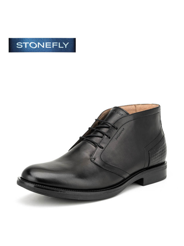 斯通富来STONEFLY牛皮尖头低跟套脚绑带短靴男鞋SD64122817