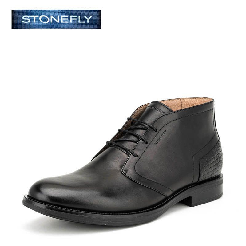 斯通富来STONEFLY牛皮尖头低跟套脚绑带短靴男鞋SD64122817图片