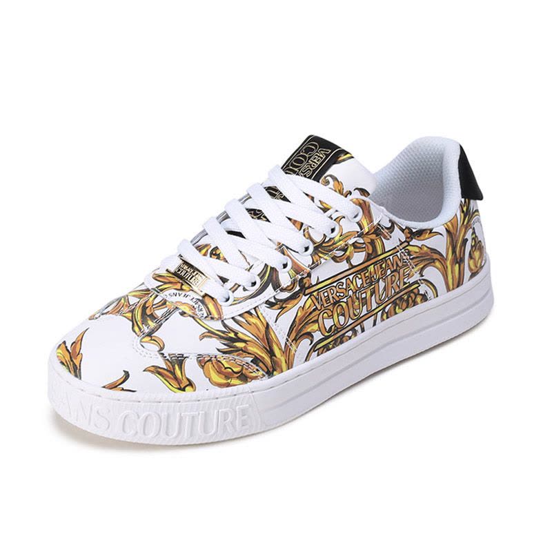 范思哲 VERSACE JEANS COUTURE 男士皮革等材质系带休闲运动鞋板鞋72YA3SK6 ZP100图片