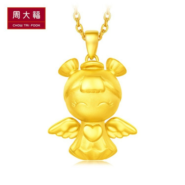 周大福3D福星宝宝天使之翼足金黄金吊坠R【多款可选】