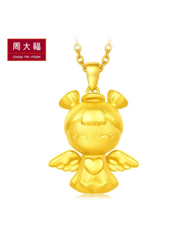 周大福3D福星宝宝天使之翼足金黄金吊坠R【多款可选】