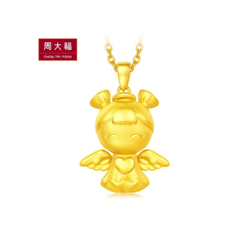 周大福3D福星宝宝天使之翼足金黄金吊坠R【多款可选】