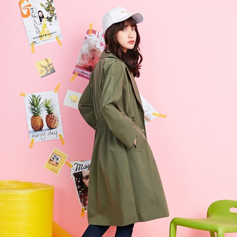 【热卖】7m薄款中长款风衣女2019秋季新款韩版外套宽松休闲收腰过膝上衣女潮70009710