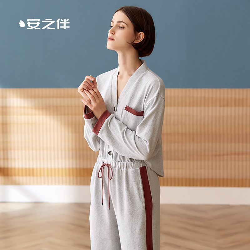 安之伴羊绒棉素色长袖连体女套装81931721455