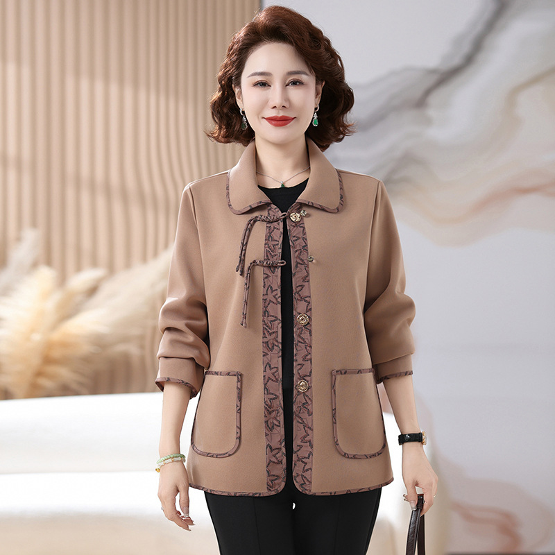 时尚洋气春装外套40-60岁翻领妈妈装春款衣服50岁中老年女装春秋