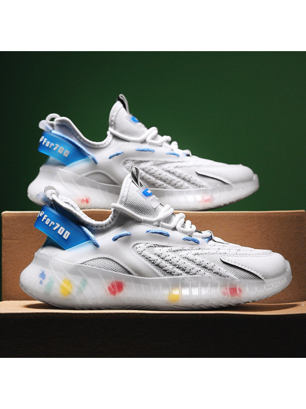 Ceba个性爆米花彩虹底时尚休闲椰子鞋2021飞织透气运动男鞋轻便跑步鞋