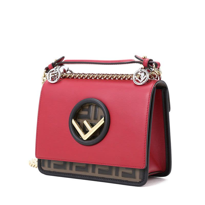 FENDI/芬迪 女包金属F圆环撞色斜挎单肩包 小号 8BT286 18.5x14x8CM图片