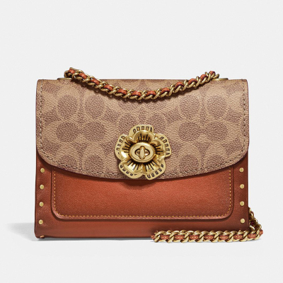 蔻驰(coach)铆钉装饰山茶花parker女士迷你单肩斜挎包 30592-b4ru