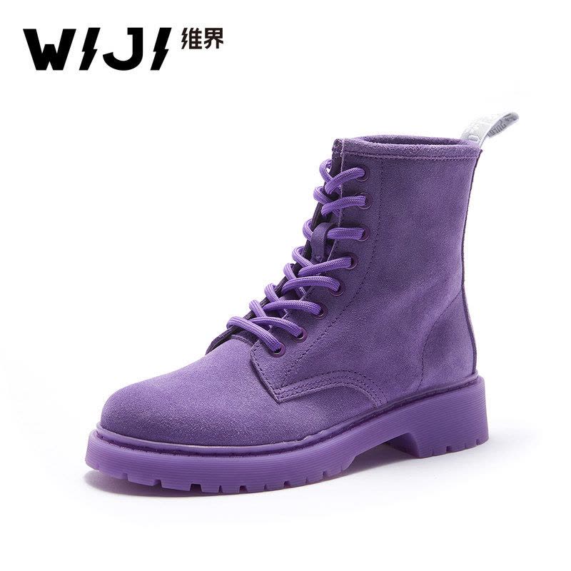 WIJI冬季新款时尚休闲马丁靴个性纯色青春潮流透气舒适气质魅力女图片