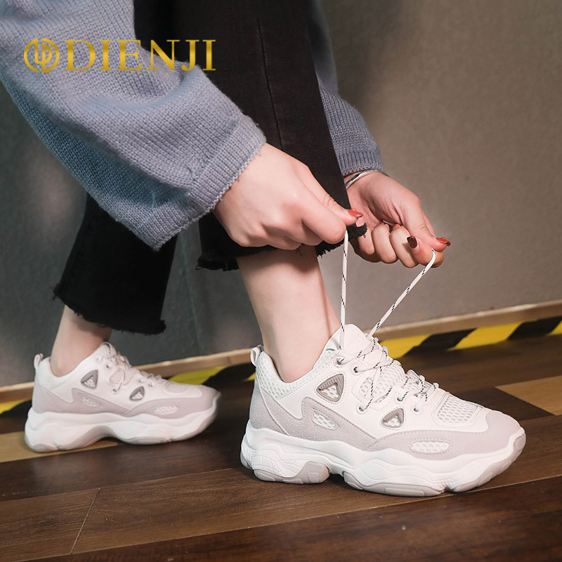 狄恩纪2019春夏韩版女百搭休闲运动港味复古老爹学生跑步鞋