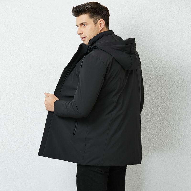 才子男装冬季新款连帽羽绒服加绒加厚灰鸭绒防风保暖连帽外套1