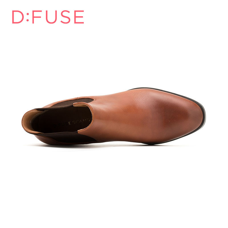 D：Fuse/迪芙斯切尔西短靴秋冬牛皮方头高跟女鞋DF64117001_EXB73