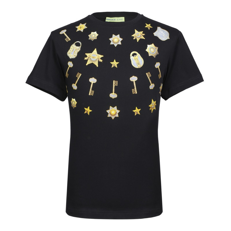 VERSACE JEANS 男士黑色棉质短袖T恤衫 B3GTB73B 36598 899
