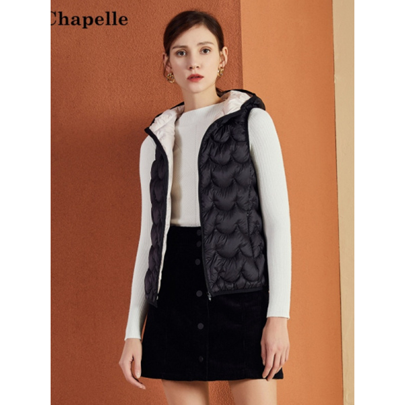 连帽羽绒马甲女士短款拉夏贝尔2018冬季新款韩版修身外搭轻薄外套