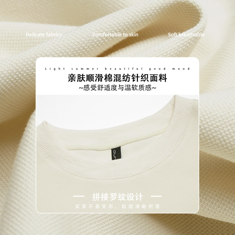 OUNIXUE欧昵雪 | [运动休闲卫衣]春时尚慵懒风圆领落肩长袖百搭套头女式上衣
