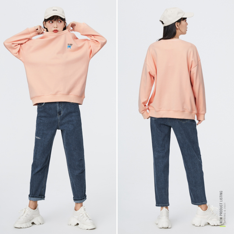 【满198减100预估价：90】森马牛仔裤女21年春新款宽松老爹裤裤子显瘦百搭浅色长裤高街ins