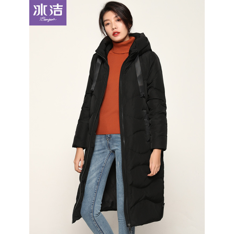冰洁羽绒服女长款修身显瘦女士时尚冬装外套J80143042V