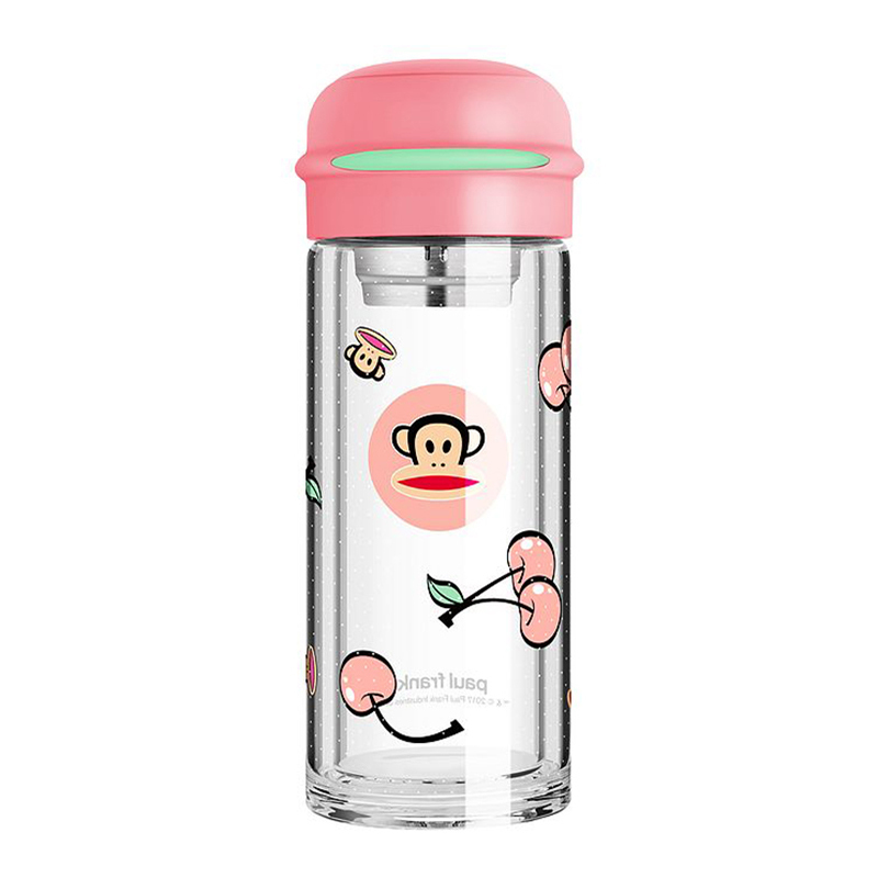 大嘴猴(Paul Frank)玻璃杯花茶杯带茶漏便捷办公室随手杯可爱学生水杯240ML