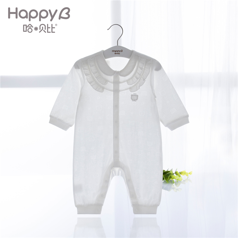 哈贝比婴儿连体衣爬服夏季薄款衣服男女宝宝新生儿莫代尔哈衣夏装
