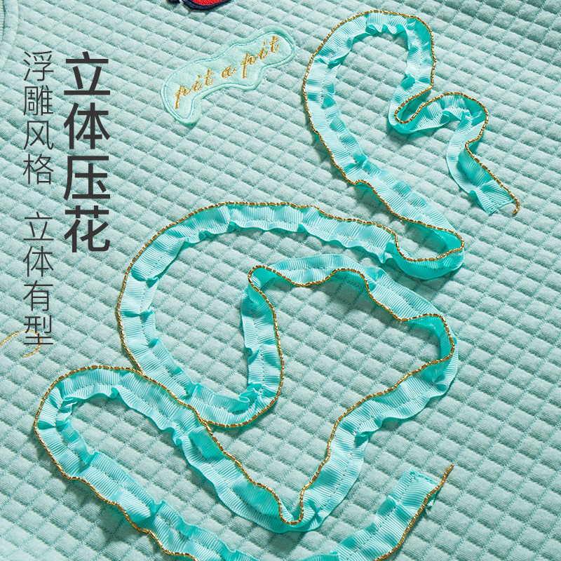 爱帝秋冬女士时尚三层夹丝棉长袖长裤睡衣女加厚纯棉家居服套装