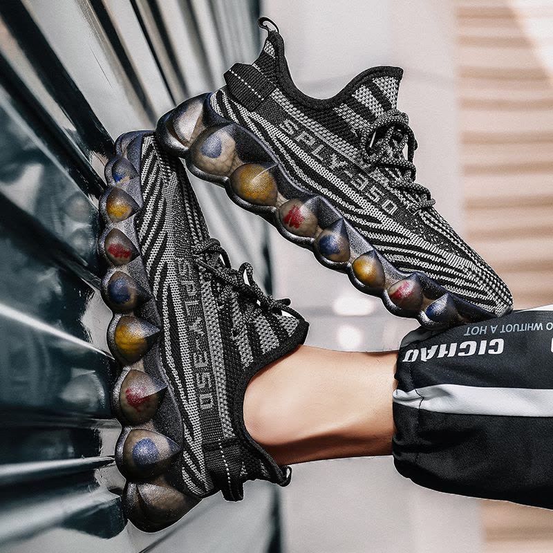 Ceba爆米花底舒适跑步2022春季新款飞织椰子鞋休闲运动鞋网面透气男鞋图片