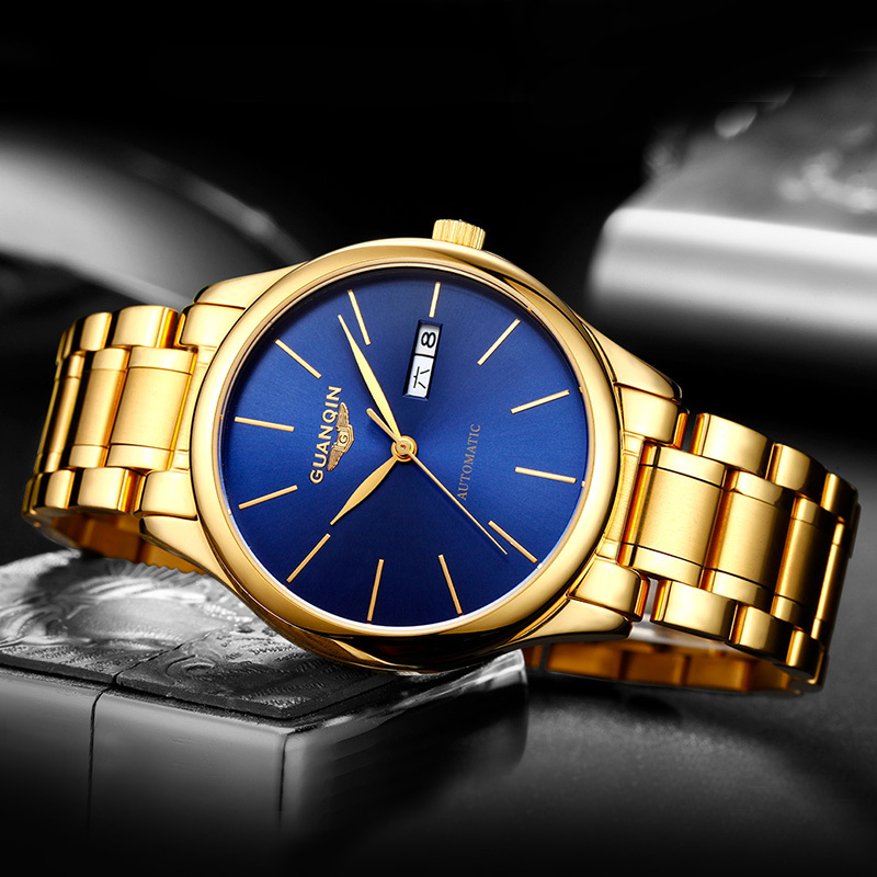 冠琴guanqin手表防水全自动机械表超薄简约手表男士腕表