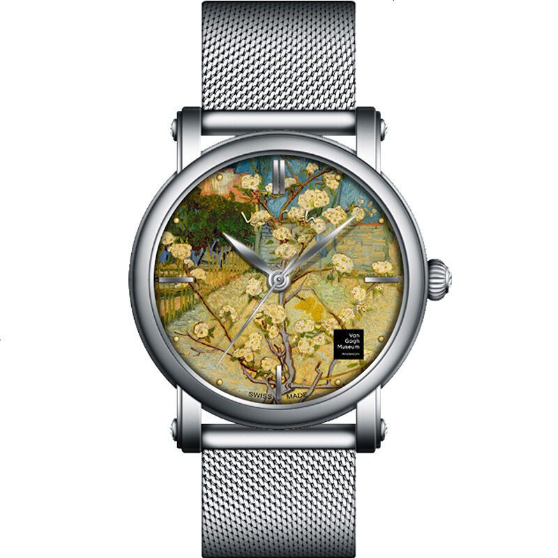 梵高（VAN GOGH）瑞士手表女 女士 不锈钢表带 时尚 石英表 女 盛开的小梨树 Lady 18-M