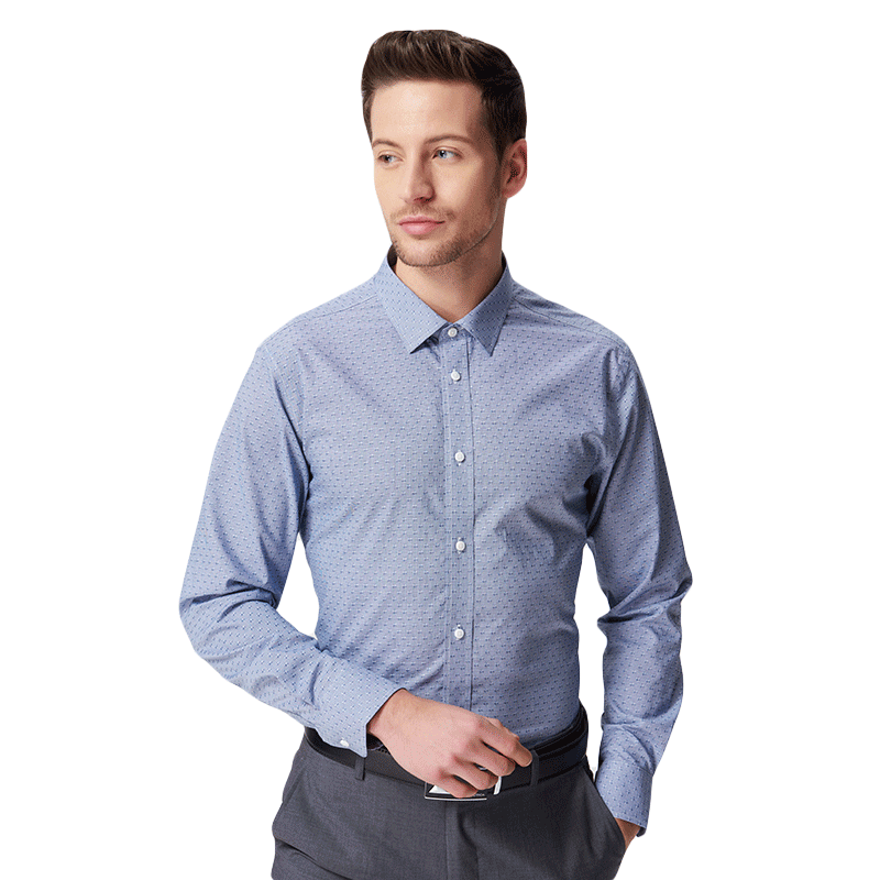nautica诺帝卡格纹修身透气舒适百搭长袖男士衬衫