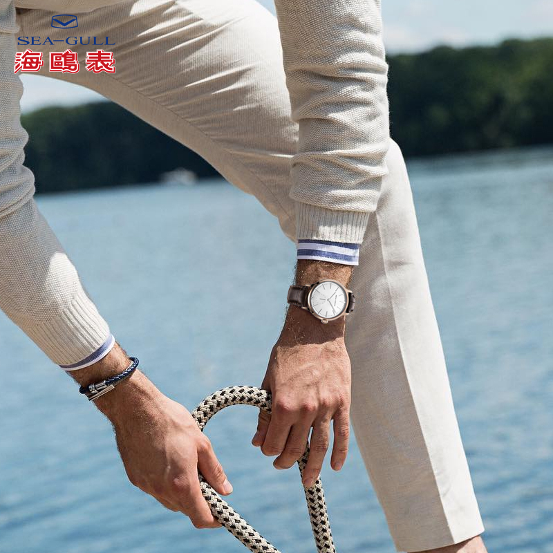 海鸥表(SEAGULL) 海鸥手表男士商务休闲防水皮带 自动机械表 男表6075海帆系列