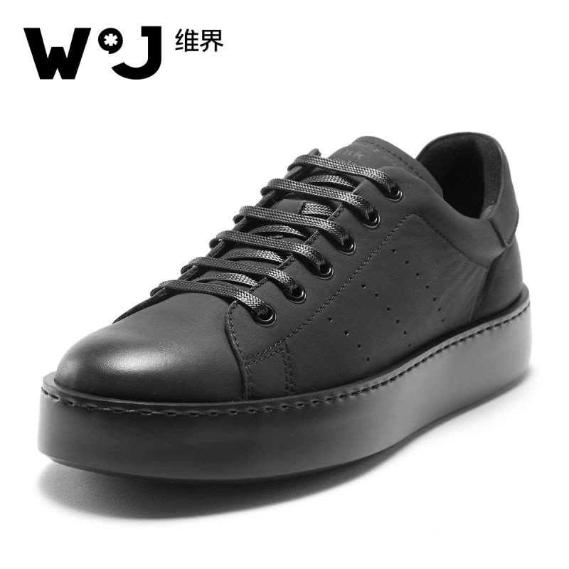 维界维界春季韩版真皮潮流新款时尚男士个性板鞋青年厚底耐磨休闲鞋男图片