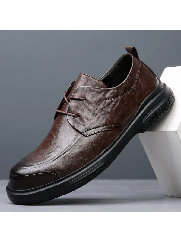 2025春季新款男鞋真皮厚底透气软底商务休闲鞋潮百搭正装皮鞋男士