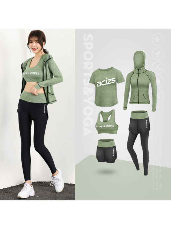 CeenBulled运动套装暴汗服女健身房春季跑步休闲速干五件套初学者时尚瑜伽服