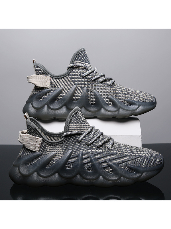 Ceba韩版潮流新款2021夏季男鞋休闲低帮纯色跑步运动鞋飞织透气椰子鞋