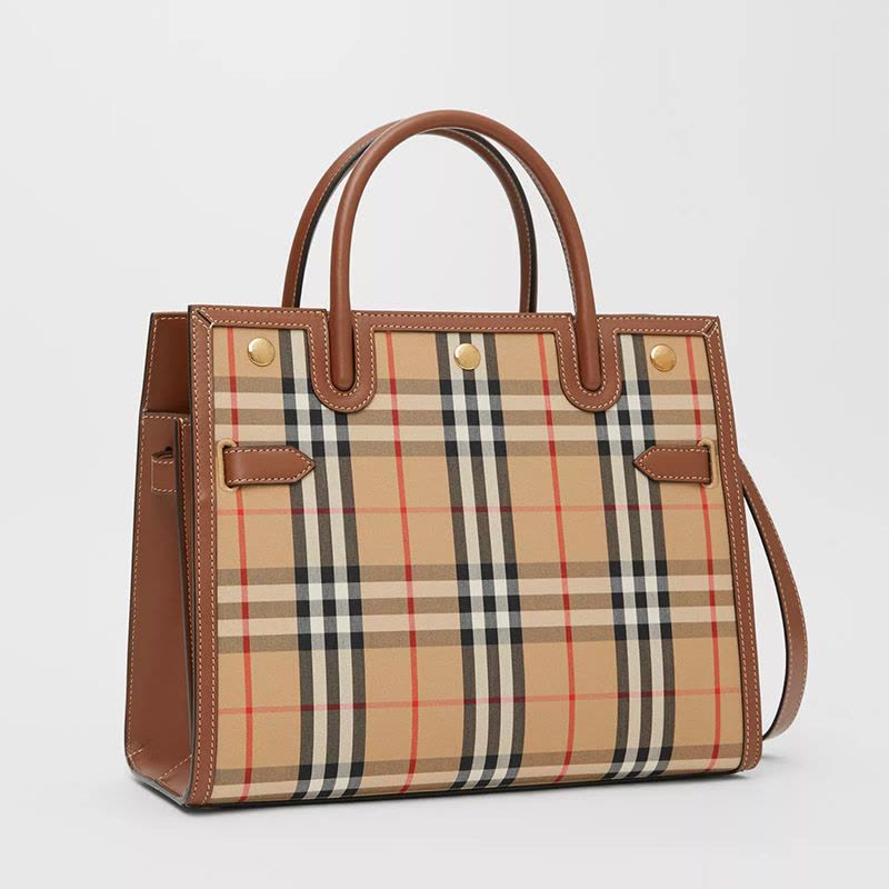 预售 BURBERRY Title - 小号 Vintage 格纹双提柄泰尔勒手袋图片