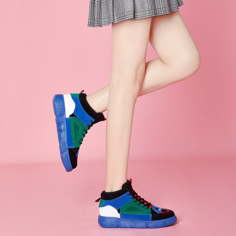 图思龙女生加绒保暖时尚高帮短靴冬季女鞋