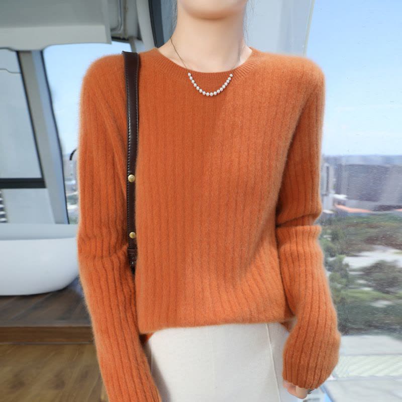 24秋冬新款套头毛衣女安迪绒圆领针织打底衫女修身韩版厂图片