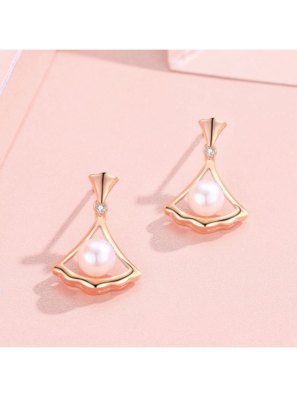 佰色传情纯银高级感耳环女气质网红淡水珍珠耳坠新款潮耳钉