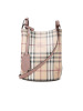 BURBERRY Lorne 经典格纹 小号水桶包拼粉肩带 斜挎包4057156