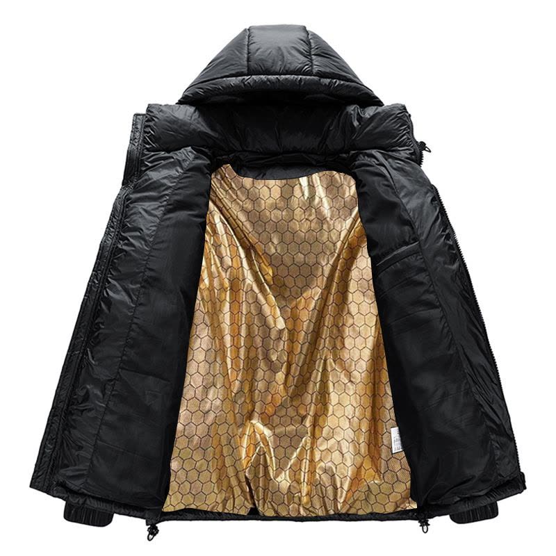 男装冬季羽绒服男士新款白鹅绒黑金连帽百搭户外保暖加厚宽松外套图片