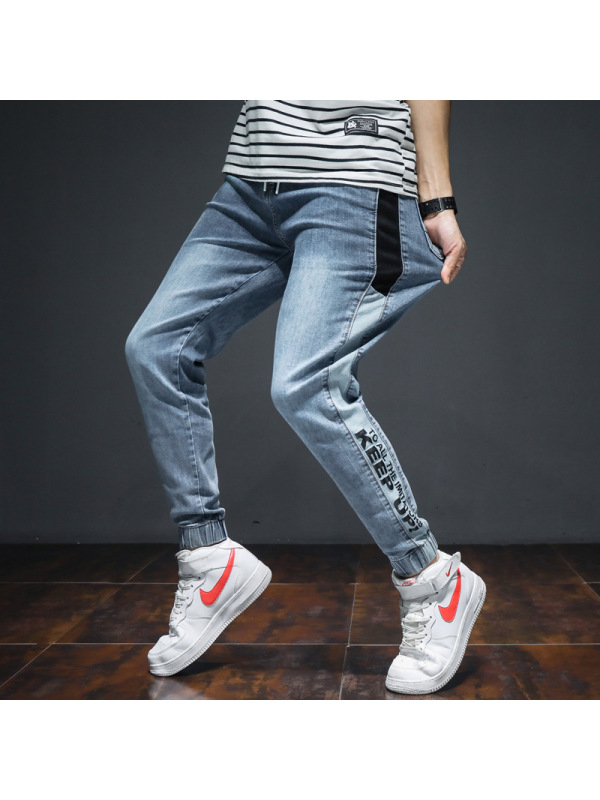 Ceba潮牌工装牛仔裤男宽松休闲哈伦男士束脚 流仔裤 韩版百搭大码男裤