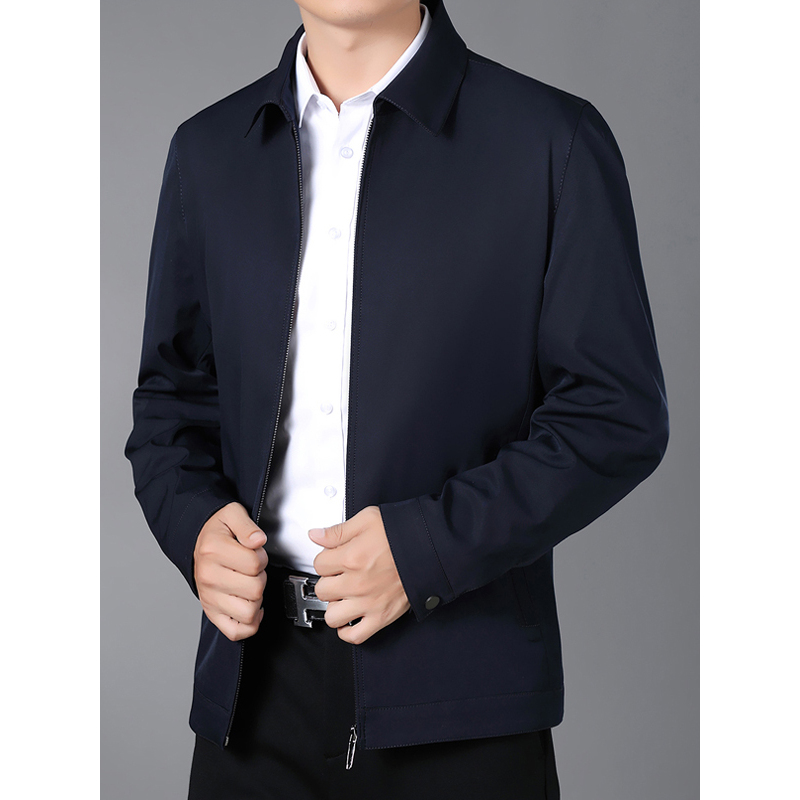恒源祥男士夹克外套休闲2020新款男装翻领夹克男中年爸爸装上衣