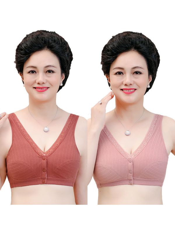 老年文胸亲肤舒适透气轻薄宽松前开扣便捷式背心式老年文胸