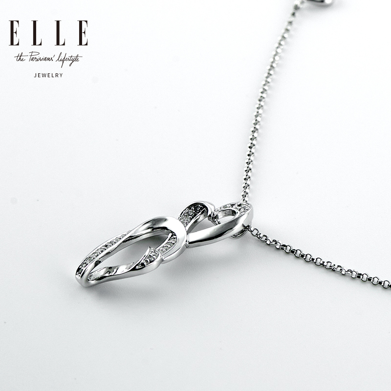 ELLE饰品 心心相印925银镶锆石项链