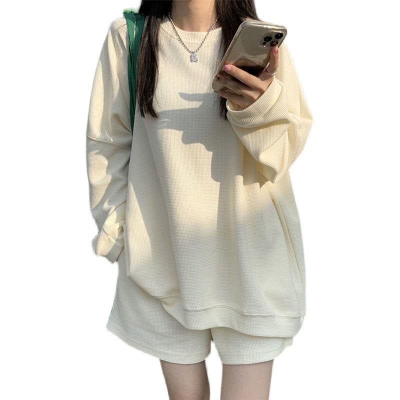 米尼绒棉质卫衣女秋装新款韩版纯色无帽薄款外套ins潮宽松上衣服图片